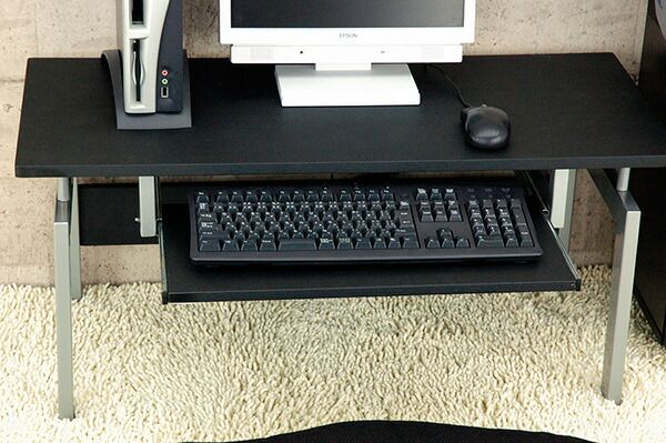 ロータイプPCデスク/パソコンデスク 幅90cm ナチュラル スチールパイプ脚スライドテーブル付き代引NG