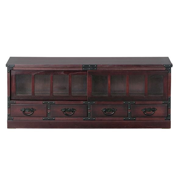 民芸調ローボード(テレビ台/テレビボード) 木製/桐 幅100cm木目調 完成品 収納家具 テレビ台・ローボード