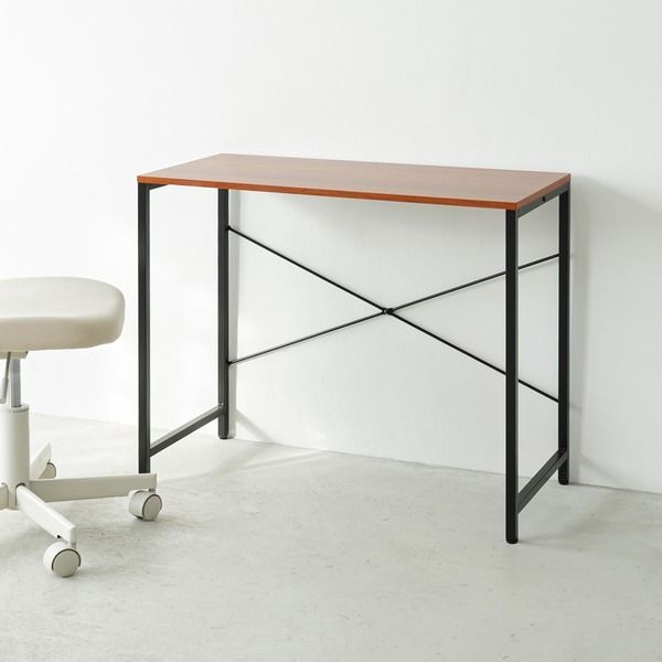 スーパSALE10倍＆4時間限定10％OFF パソコンデスク(ブラウン/茶) 幅85cm×奥行40cm 学習机/作業机/ワークデスク/ウォールナット/PCデスク/スチール/アイアン/モダン/木目/ウォールナット/JST-08 デスク 文机