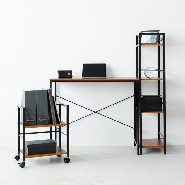 スーパSALE10倍＆4時間限定10％OFF パソコンデスク(ブラウン/茶) 幅85cm×奥行40cm 学習机/作業机/ワークデスク/ウォールナット/PCデスク/スチール/アイアン/モダン/木目/ウォールナット/JST-08 デスク 文机