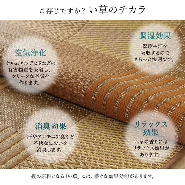 袋織 い草 ラグマット/絨毯 ブルー 約191×250cm 日本製 裏：不織布 防傷 抗菌 防臭 消臭 調湿機能付き 〔リビング〕代引NG