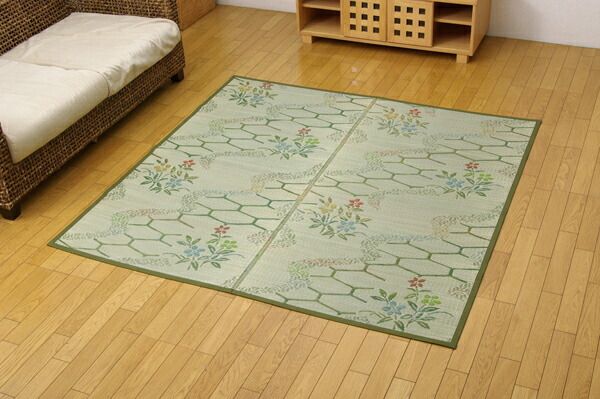 い草 花ござ/ラグマット 本間4.5畳 約286.5×286cm 抗菌 防臭 調湿 防汚 〔リビング ダイニング〕代引NG