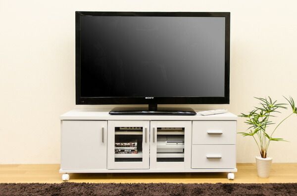テレビ台/テレビボード 幅120cm ホワイト 『TREVIS』 扉収納/キャスター付き代引NG 収納家具 テレビ台・ローボード