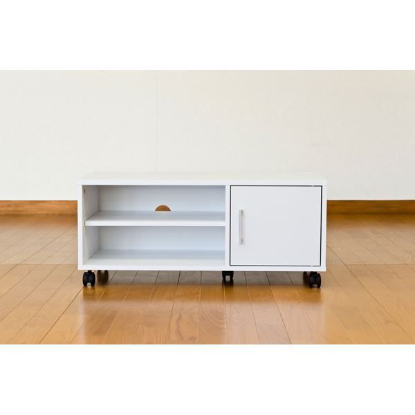 扉付きテレビ台/テレビボード 幅80cm ホワイト 可動棚/キャスター付き代引NG 収納家具 テレビ台・ローボード