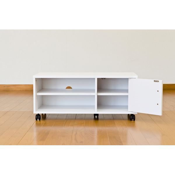 扉付きテレビ台/テレビボード 幅80cm ホワイト 可動棚/キャスター付き代引NG 収納家具 テレビ台・ローボード