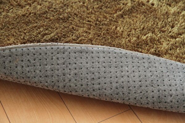 シャギー調 ラグマット/絨毯 楕円形 パープル 約100×150cm 洗える 防滑 軽量 ホットカーペット可 無地ラグ 〔リビング〕代引NG