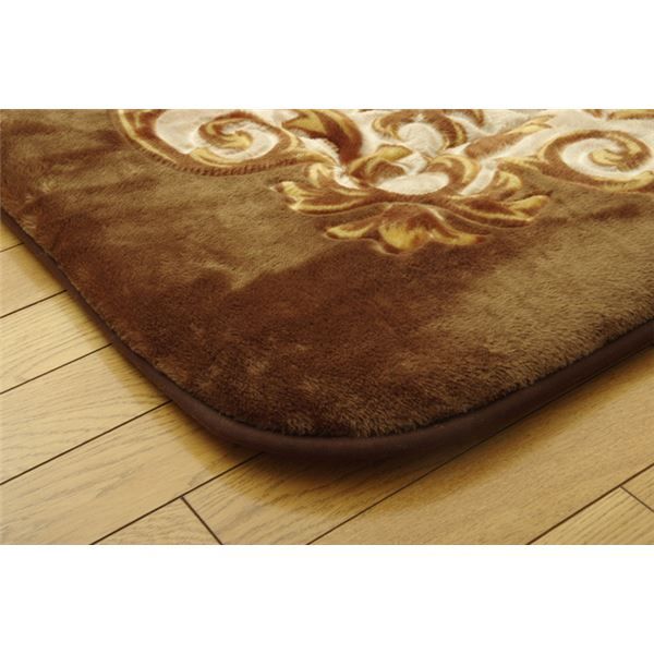 ラグマット/こたつ敷布団 ブラウン 195×195cm 日本製固綿40mm使用 弾力性抜群 ふっくら極厚敷布団 〔リビング〕代引NG こたつ用布団・カバー こたつ用敷布団