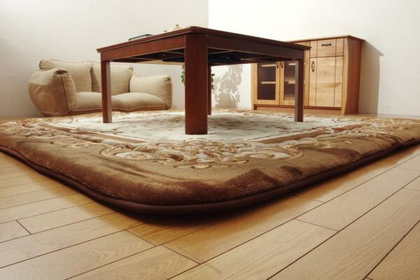 ラグマット/こたつ敷布団 グリーン 195×195cm 日本製固綿40mm使用 弾力性抜群 ふっくら極厚敷布団 〔リビング〕代引NG こたつ用布団・カバー こたつ用敷布団