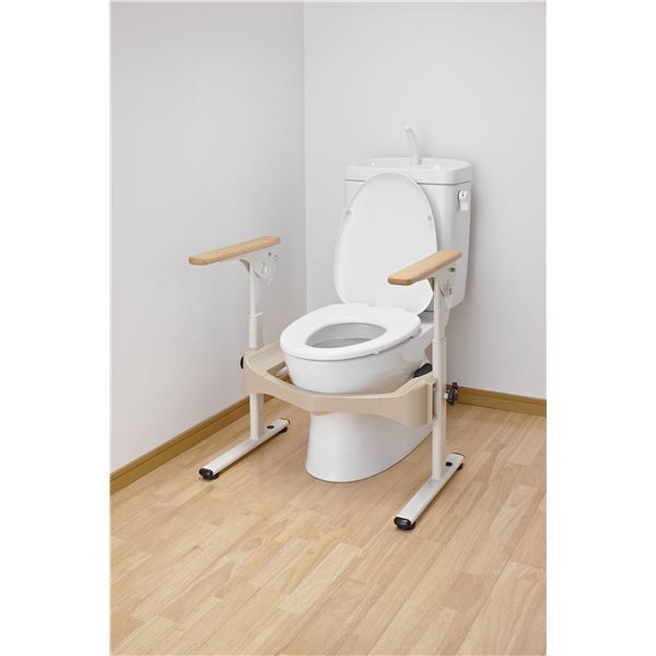 スーパSALE10倍＆4時間限定10％OFF アロン化成 トイレ用手すり 洋式トイレフレームSはねあげR-2(1)木製ヒジ掛ケ 533-087 日用品雑貨・文房具・手芸 トイレ用品