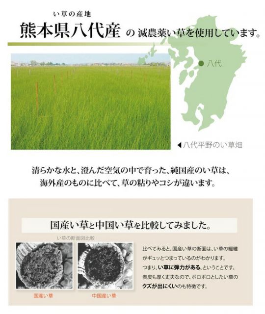 い草 上敷き/ラグマット 糸引織 六一間6畳 約277×370cm 抗菌 防臭 調湿 日本製 減農薬栽培 熊本県八代産イ草使用代引NG カーペット・マット・畳 マット