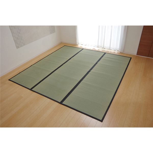 い草 上敷き/ラグマット 麻綿織 本間6畳 約286×382cm 抗菌 防臭 調湿 消臭 日本製 熊本県八代産イ草使用 〔リビング〕代引NG カーペット・マット・畳 マット