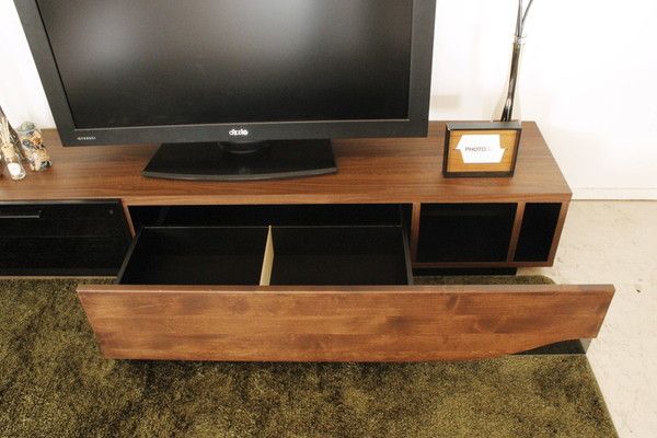 テレビ台/ローボード 幅180cm 46型〜80型対応 ブラウン 日本製 木製 ガラス 引き出し収納付き 〔リビング〕代引NG 収納家具 テレビ台・ローボード
