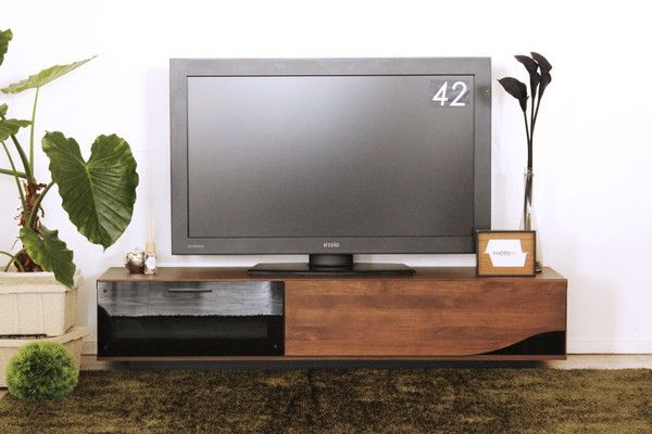 テレビ台/ローボード 幅180cm 46型〜80型対応 ブラウン 日本製 木製 ガラス 引き出し収納付き 〔リビング〕代引NG 収納家具 テレビ台・ローボード