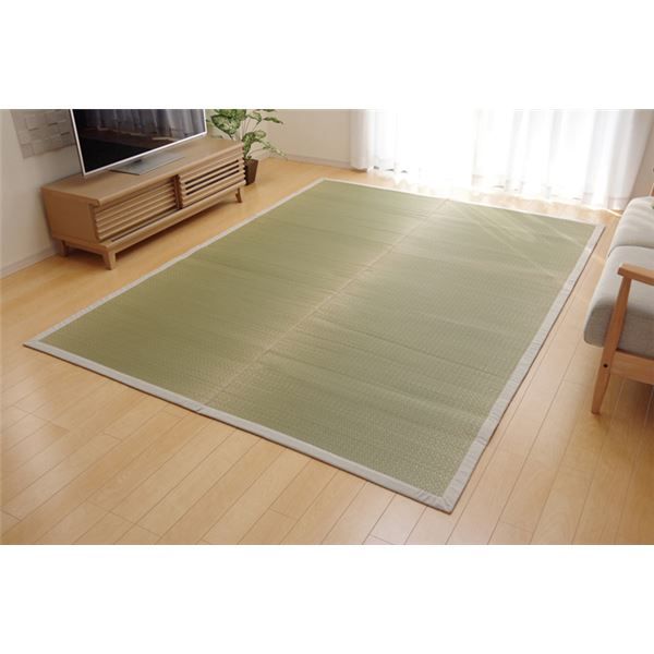 い草 ラグマット/絨毯 約140×200cm 麻 日本製 無染土 裏地ウレタン 調湿 弾力性 耐久性 〔リビング ダイニング〕代引NG