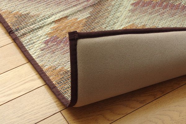 日本製 い草 ラグマット オリエンタル柄 グリーン 約191×250cm 抗菌 防臭 調湿機能付 〔リビング ダイニング〕代引NG