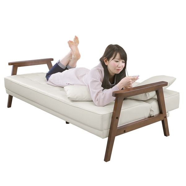 ソファーベッド シングル 幅185cm ダークブラウン PVCレザー 合成皮革 合皮 クッション2個 肘付 脚付 ソファベッド シングルベッド リビングソファ ソファーベット ソファベット Milano ミラノ 開梱設置代引NG ソファ・ソファベッド ソファベッド