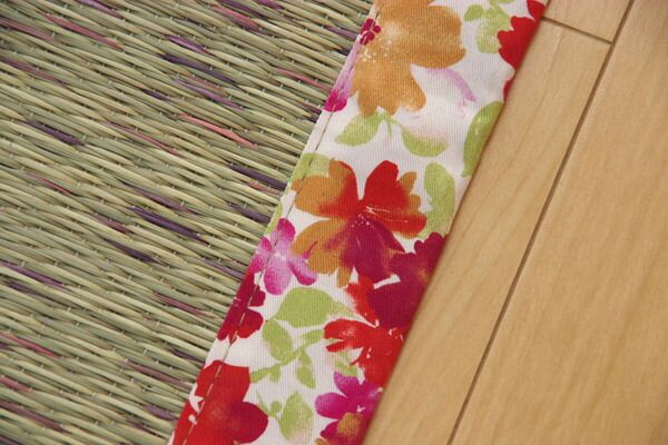 い草 ラグマット/絨毯 花柄 ブルー 約191×250cm 防滑加工 抗菌防臭 調湿機能 〔リビング ダイニング〕代引NG