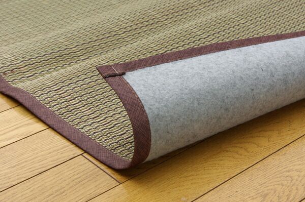 い草 花ござ/ラグマット 無地 江戸間3畳 174×261cm 裏：不織布 抗菌防臭 消臭 調湿 裏貼CP 〔リビング〕代引NG