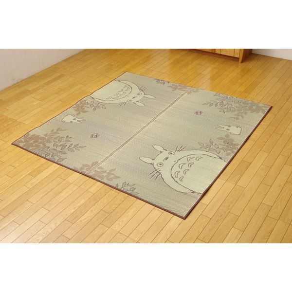 となりのトトロ い草 ラグマット/絨毯 176×176cm 日本製 抗菌 防臭 調湿効果 弾力性 耐久性抜群 〔リビング〕代引NG