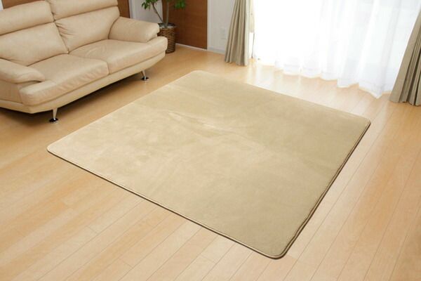 フランネル ラグマット/絨毯 1.5畳 無地 ブラウン 約130×185cm 洗える 防傷 不織布 ホットカーペット対応 〔リビング〕代引NG