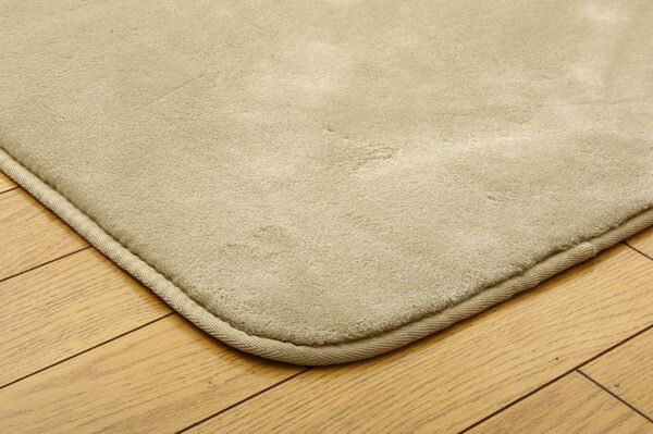 フランネル ラグマット/絨毯 1.5畳 無地 ブラウン 約130×185cm 洗える 防傷 不織布 ホットカーペット対応 〔リビング〕代引NG