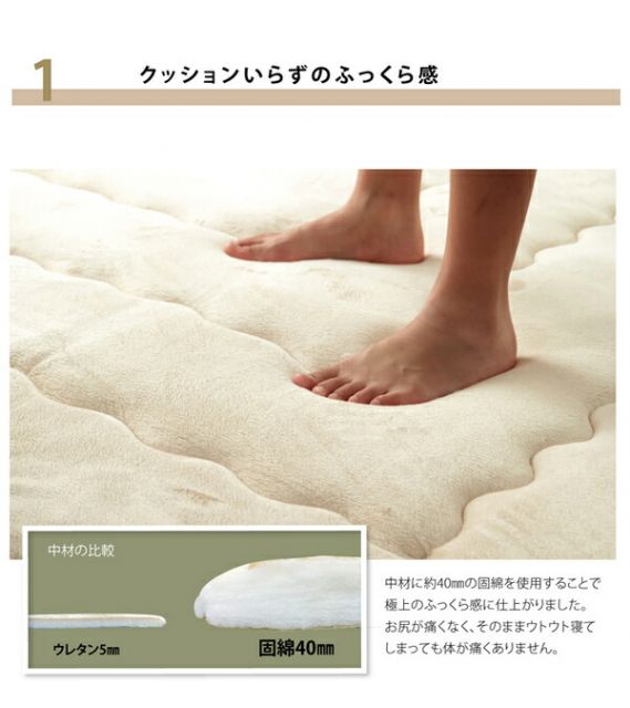 ラグマット/こたつ敷布団 ブラウン 約190×190cm 国産固綿40mm使用 マイクロファイバー地 ふっくら敷 騒音軽減 〔リビング〕代引NG こたつ用布団・カバー こたつ用敷布団