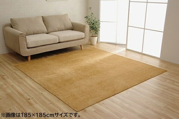 シンプル ラグマット/絨毯 長方形 無地 ブラウン 約130×185cm 洗える 撥水 防滑 ホットカーペット対応 〔リビング〕代引不可