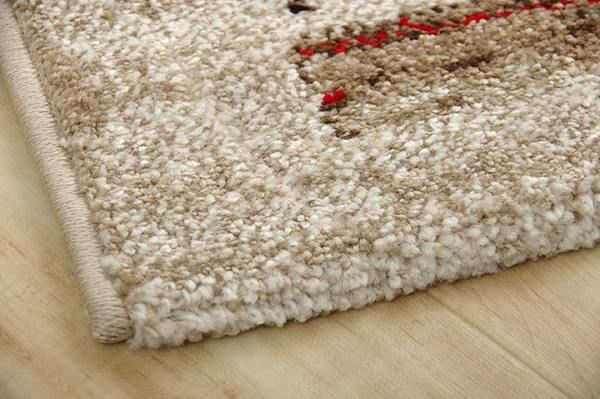 ラグマット/絨毯 ベージュ 約133×190cm ギャッベ柄 抗菌 防臭 トルコ製 ウィルトン織 耐久性 通年使用可 〔リビング〕代引NG