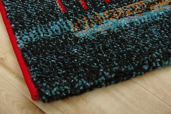ラグマット/絨毯 グリーン 約133×190cm ギャッベ柄 抗菌 防臭 トルコ製 ウィルトン織 耐久性 通年使用可 〔リビング〕代引NG
