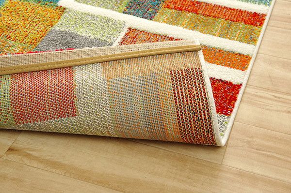 ラグマット/絨毯 カラフル 幾何柄 約133×190cm 抗菌 防臭 トルコ製 ウィルトン織 床暖房対応 通年 耐久性 〔リビング〕代引NG