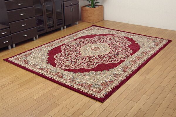 ラグマット/絨毯 ネイビー 約80×140cm トルコ製 ウィルトン織 ホットカーペット対応 へたりにくい RUG 〔リビング〕代引NG