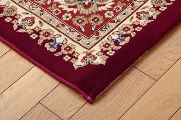 ラグマット/絨毯 ネイビー 約80×140cm トルコ製 ウィルトン織 ホットカーペット対応 へたりにくい RUG 〔リビング〕代引NG