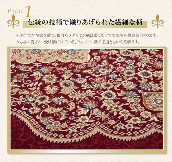ラグマット/絨毯 ネイビー 約80×140cm トルコ製 ウィルトン織 ホットカーペット対応 へたりにくい RUG 〔リビング〕代引NG