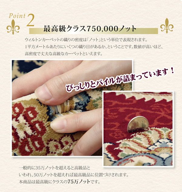 ラグマット/絨毯 ネイビー 約80×140cm トルコ製 ウィルトン織 ホットカーペット対応 へたりにくい RUG 〔リビング〕代引NG