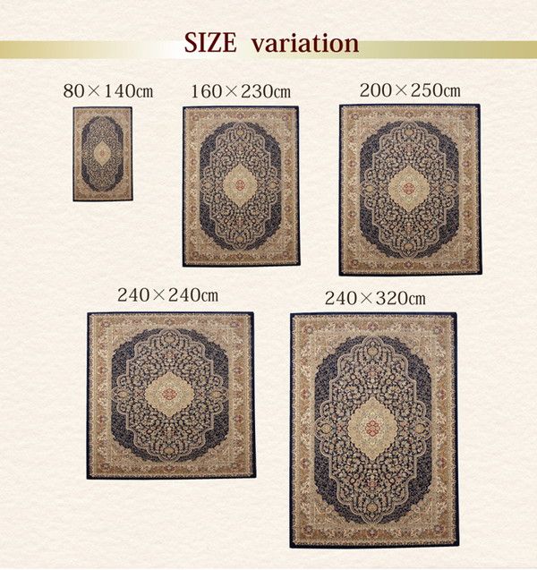 ラグマット/絨毯 ネイビー 約80×140cm トルコ製 ウィルトン織 ホットカーペット対応 へたりにくい RUG 〔リビング〕代引NG