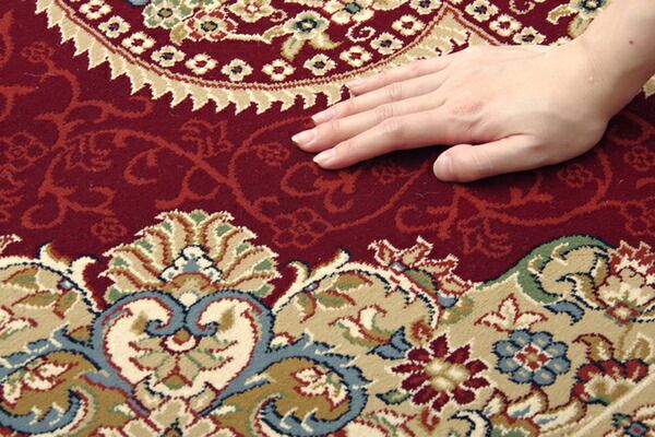 ラグマット/絨毯 ワイン 約80×140cm トルコ製 ウィルトン織 ホットカーペット対応 へたりにくい RUG 〔リビング〕代引NG