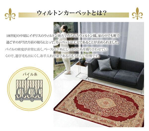 ラグマット/絨毯 ワイン 約80×140cm トルコ製 ウィルトン織 ホットカーペット対応 へたりにくい RUG 〔リビング〕代引NG