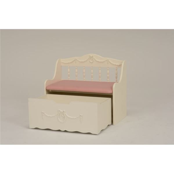 ベンチチェストト(ベンチチェア/収納家具) 幅75cm 木製 張地：合成皮革(合皮) 姫系 ホワイト(白) 代引NG