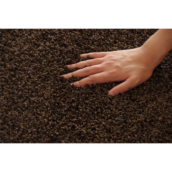 ラグマット/絨毯 1.5畳 無地 ブラウン 約130×190cm 日本製 防炎 抗菌 防臭 防ダニ 通年使用 シャギー タフト 〔リビング〕代引NG
