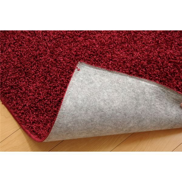 ラグマット/絨毯 2畳 無地 ワイン 約190×190cm 日本製 防炎 抗菌 防臭 防ダニ 通年使用 シャギー タフト 〔リビング〕代引NG