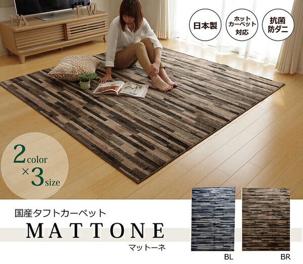 タフト ラグマット/絨毯 3畳 ブラウン 約190×240cm 日本製 抗菌 防臭 防ダニ 通年使用 ホットカーペット可 〔リビング〕代引NG
