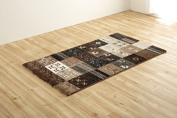 ラグマット/絨毯 ギャッベ柄 レッド 約80×140cm 抗菌 防臭 耐久性 オールシーズン トルコ製 ウィルトン織 〔リビング〕代引NG