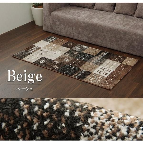 ラグマット/絨毯 ギャッベ柄 レッド 約80×140cm 抗菌 防臭 耐久性 オールシーズン トルコ製 ウィルトン織 〔リビング〕代引NG