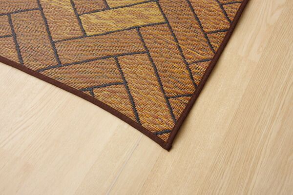 日本製 い草 ラグマット/絨毯 約3畳 長方形 ブラウン 約191×250cm 裏：ウレタン 抗菌 防臭 消臭 調湿 〔リビング〕代引NG