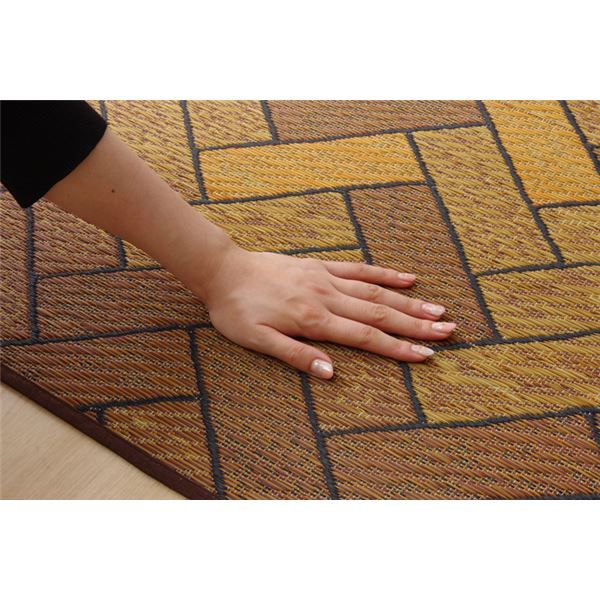 日本製 い草 ラグマット/絨毯 約3畳 長方形 ブラウン 約191×250cm 裏：ウレタン 抗菌 防臭 消臭 調湿 〔リビング〕代引NG