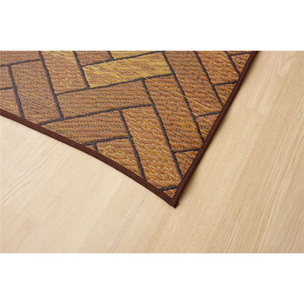 日本製 い草 ラグマット/絨毯 約3畳 長方形 ブラウン 約191×250cm 裏：ウレタン 抗菌 防臭 消臭 調湿 〔リビング〕代引NG