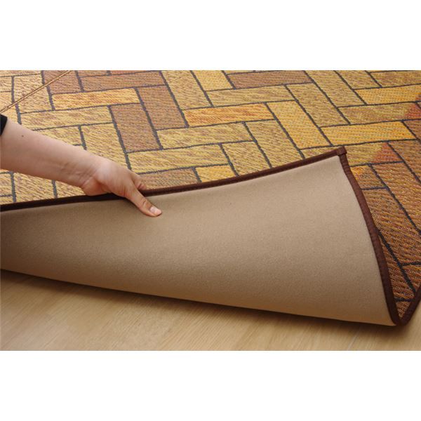 日本製 い草 ラグマット/絨毯 約3畳 長方形 ブラウン 約191×250cm 裏：ウレタン 抗菌 防臭 消臭 調湿 〔リビング〕代引NG