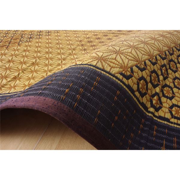 い草 ラグマット/花ござ 約3畳 長方形 ブラウン 約191×250cm 裏：不織布 防滑 抗菌 防臭 消臭 調湿 日本製 〔リビング〕代引NG