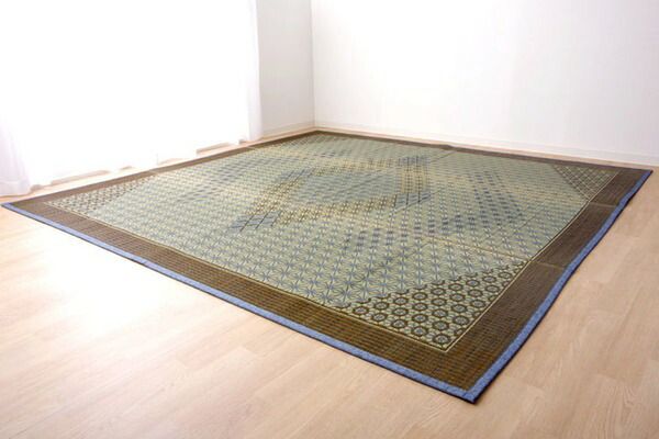 い草 ラグマット/花ござ 約1畳 長方形 ブラウン 約95×150cm 裏：不織布 防滑 抗菌 防臭 消臭 調湿 日本製 〔リビング〕代引NG
