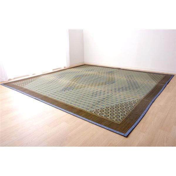 い草 ラグマット/花ござ 約2畳 正方形 グレー 約191×191cm 裏：不織布 防滑 抗菌 防臭 消臭 調湿 日本製 〔リビング〕代引NG
